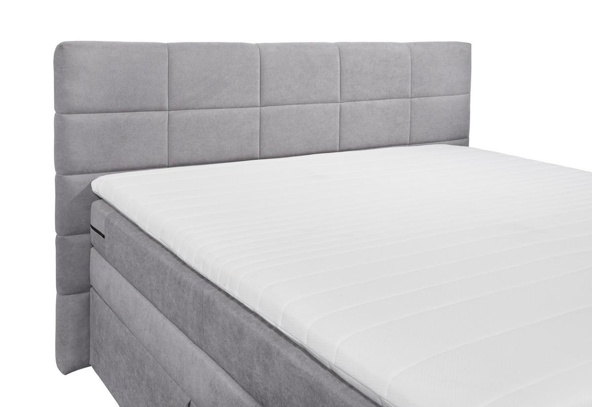 Boxspringbett Tacoma 3 inkl. Topper ca. 180x200cm Anthrazit - Hellgrau, KONVENTIONELL, Kunststoff (180/200cm) - MID.YOU