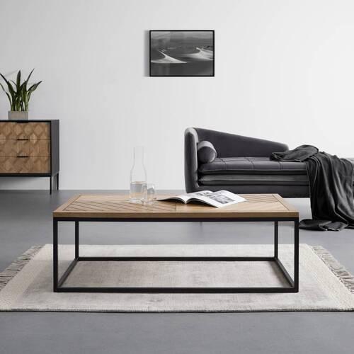Couchtisch Catalina Eichefarben Teilmassiv - Eichefarben/Schwarz, MODERN, Holz/Holzwerkstoff (120/60/40cm) - Bessagi Home