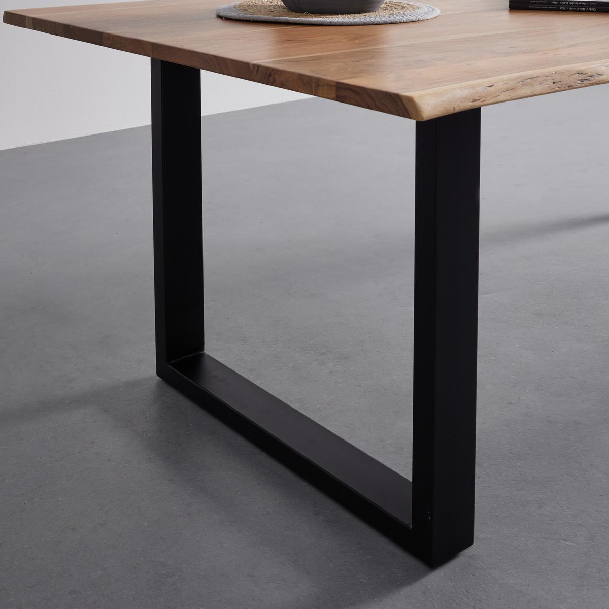 Esstisch Malmo in Holz Akazie massiv ca. 200x100 cm - Schwarz/Akaziefarben, MODERN, Holz/Metall (200/76/100cm) - Bessagi Home