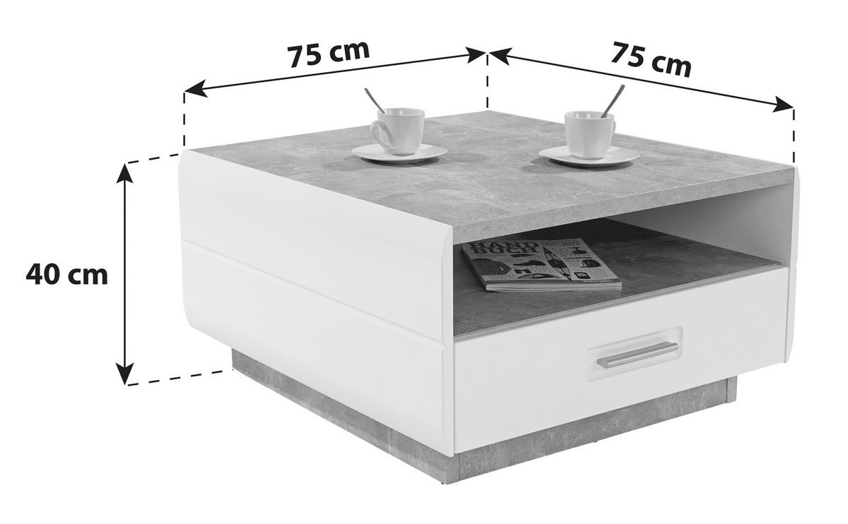 Măsuță de canapea Avensis - alb/gri, Modern, material pe bază de lemn (75/40/75cm) - Premium Living