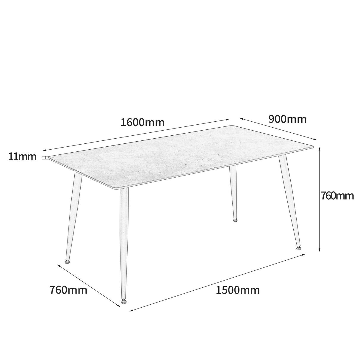 Jedilna Miza Julliette, 160x90cm - temno siva/črna, Moderno, kovina/keramika (160/90/76cm) - MID.YOU