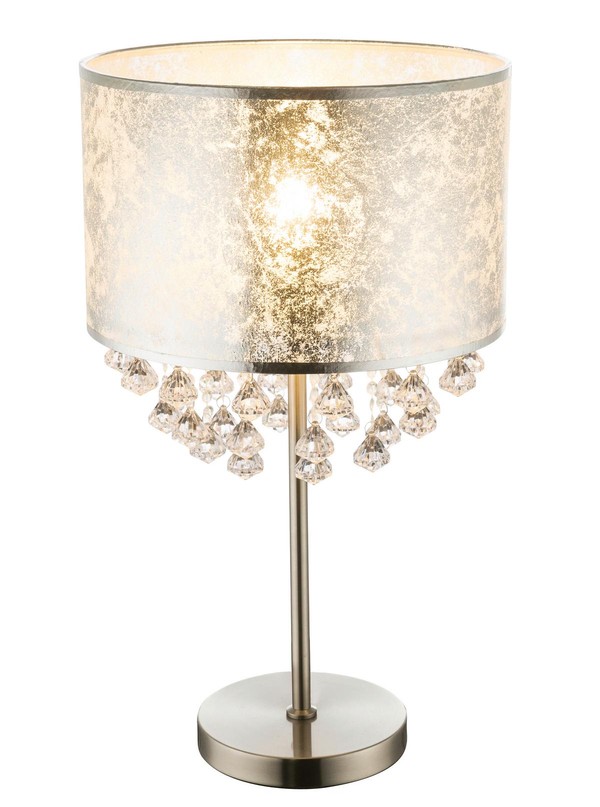 Stolna Svjetiljka Srebrna Boja - srebrne boje/boje nikla, Design, tekstil/metal (32/56cm) - Globo