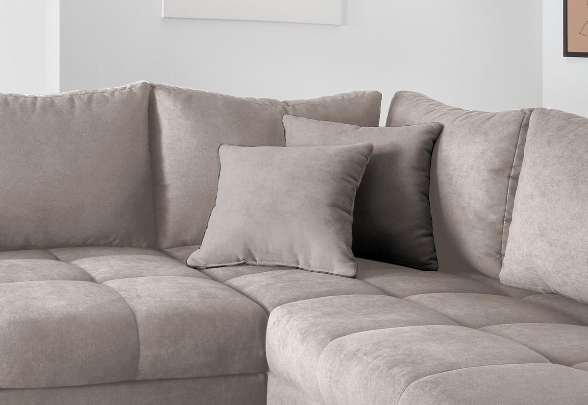 Wohnlandschaft Alvito Taupe Nylon/Mikrofaser - Taupe/Silberfarben, Design, Holz/Textil (298/202cm) - MID.YOU