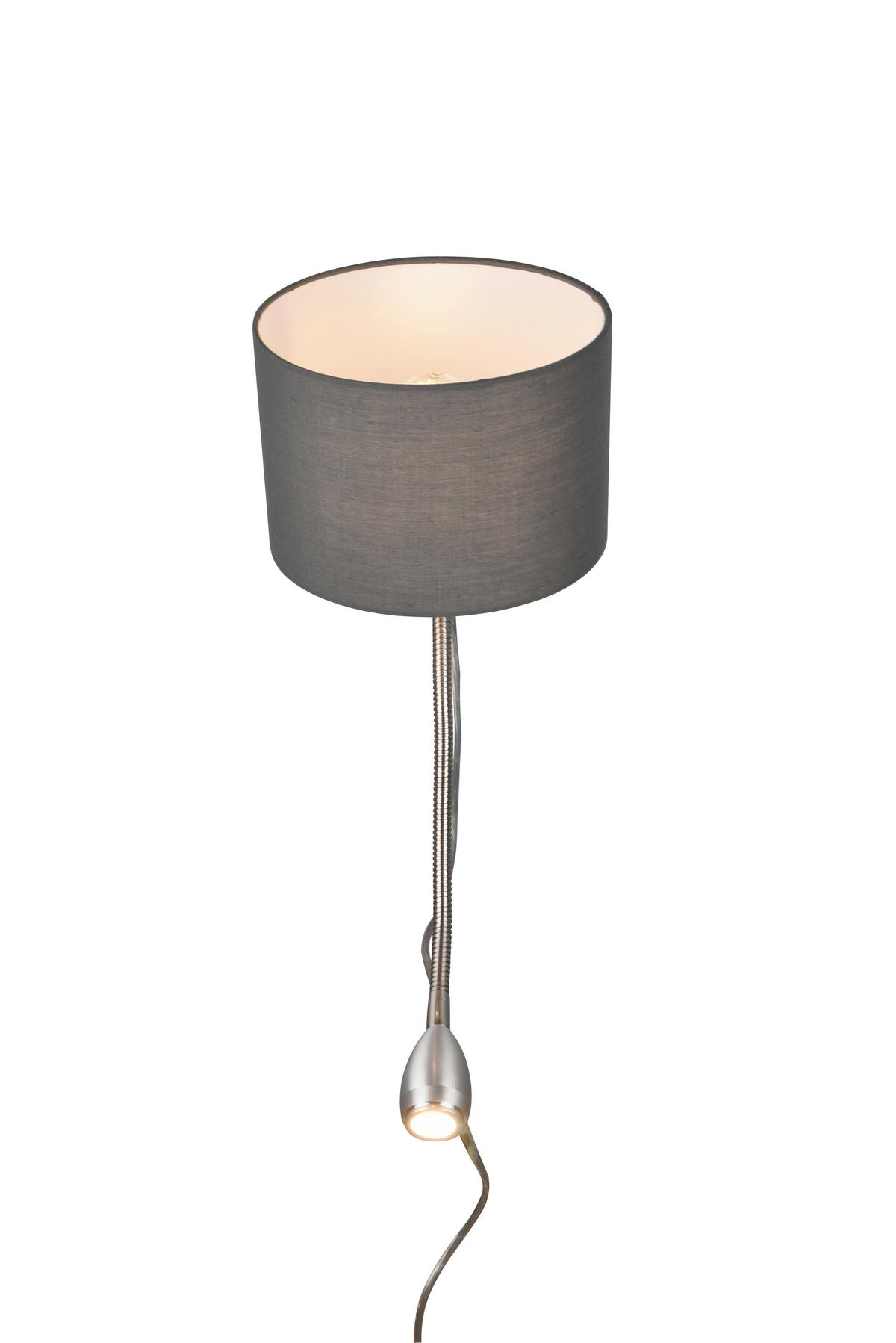 Wandleuchte Hotel in Grau/Nickel max. 3,1 Watt - Grau/Nickelfarben, Design, Textil/Metall (20/23cm) - Trio Leuchten