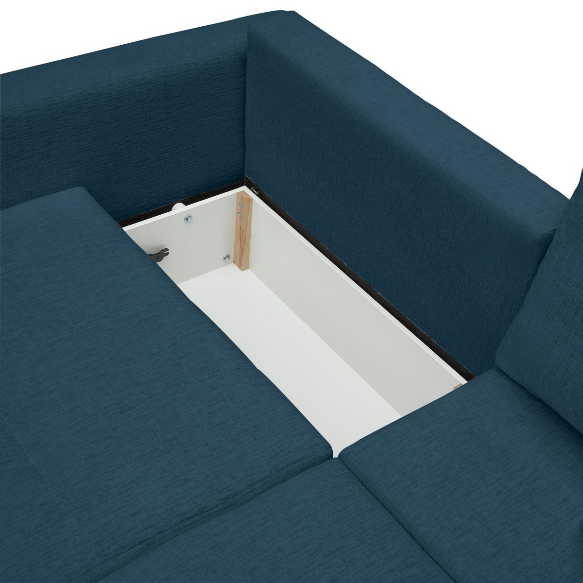 Schlafsofa Bologna Dunkelblau - Schwarz/Dunkelblau, Kunststoff/Textil (245/74-90/104cm) - Mömax