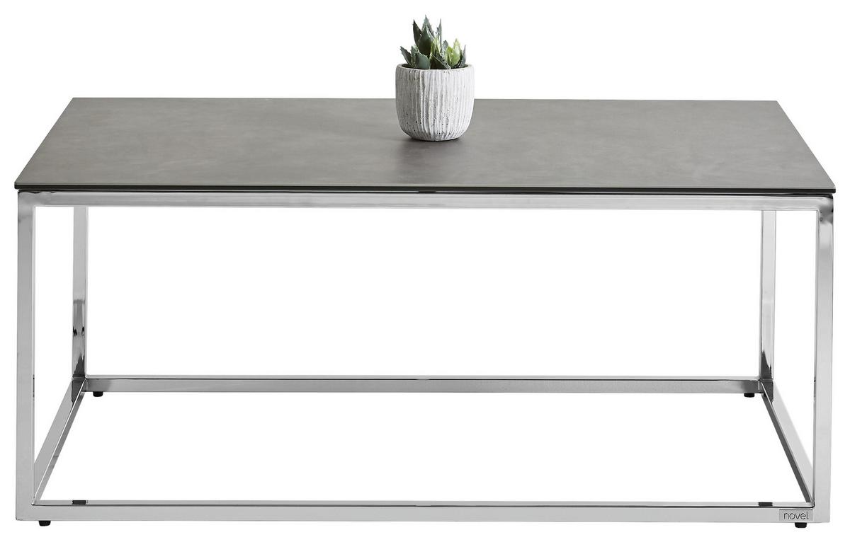 STOLIK KAWOWY VALENCIA I - szary/kolor chromowy, Design, metal/szkło (100/60/42cm) - Novel