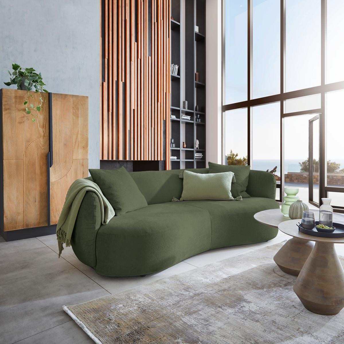 Bigsofa Leonas Grün - Schwarz/Grün, MODERN, Kunststoff/Textil (235/72/110cm) - Premium Living