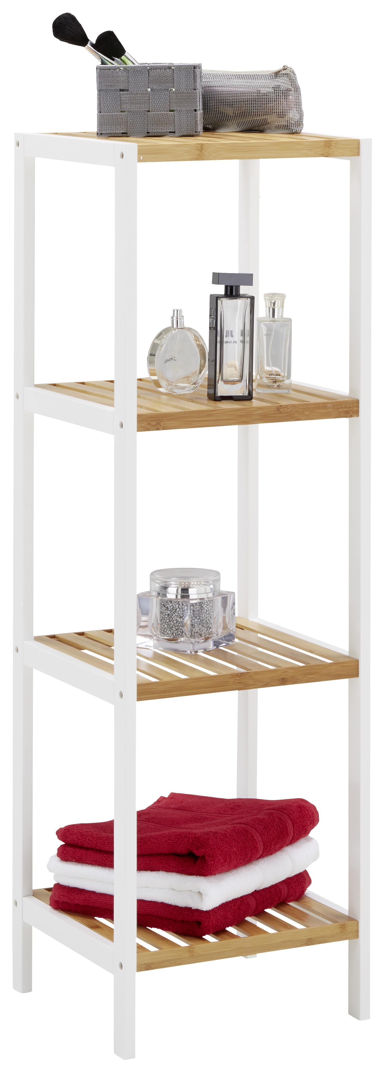 Regal aus Bambus - Weiss/Naturfarben, Modern, Holz/Holzwerkstoff (34/110/33cm) - Modern Living