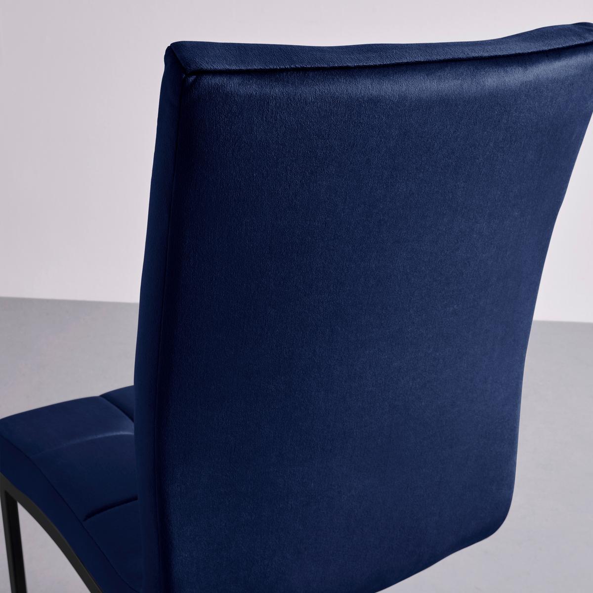 ZESTAW KRZESEŁ NA PŁOZIE MELA - ciemnoniebieski/czarny, Modern, metal/tkanina (44/95/60cm) - Bessagi Home