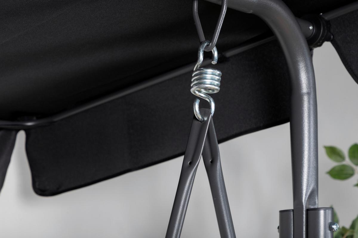 Hollywoodschaukel Schwarz - Schwarz, KONVENTIONELL, Textil/Metall (204/163/130cm) - Gardenson