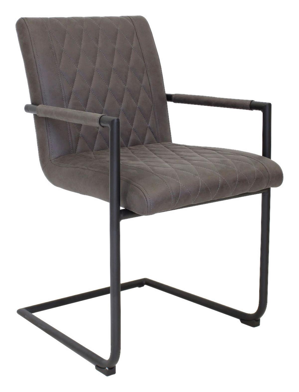 Armlehnstuhl-Set Damian ca. 52x88 cm 2er-Set Anthrazit - Anthrazit/Schwarz, LIFESTYLE, Textil/Metall (52/88/63cm) - MID.YOU