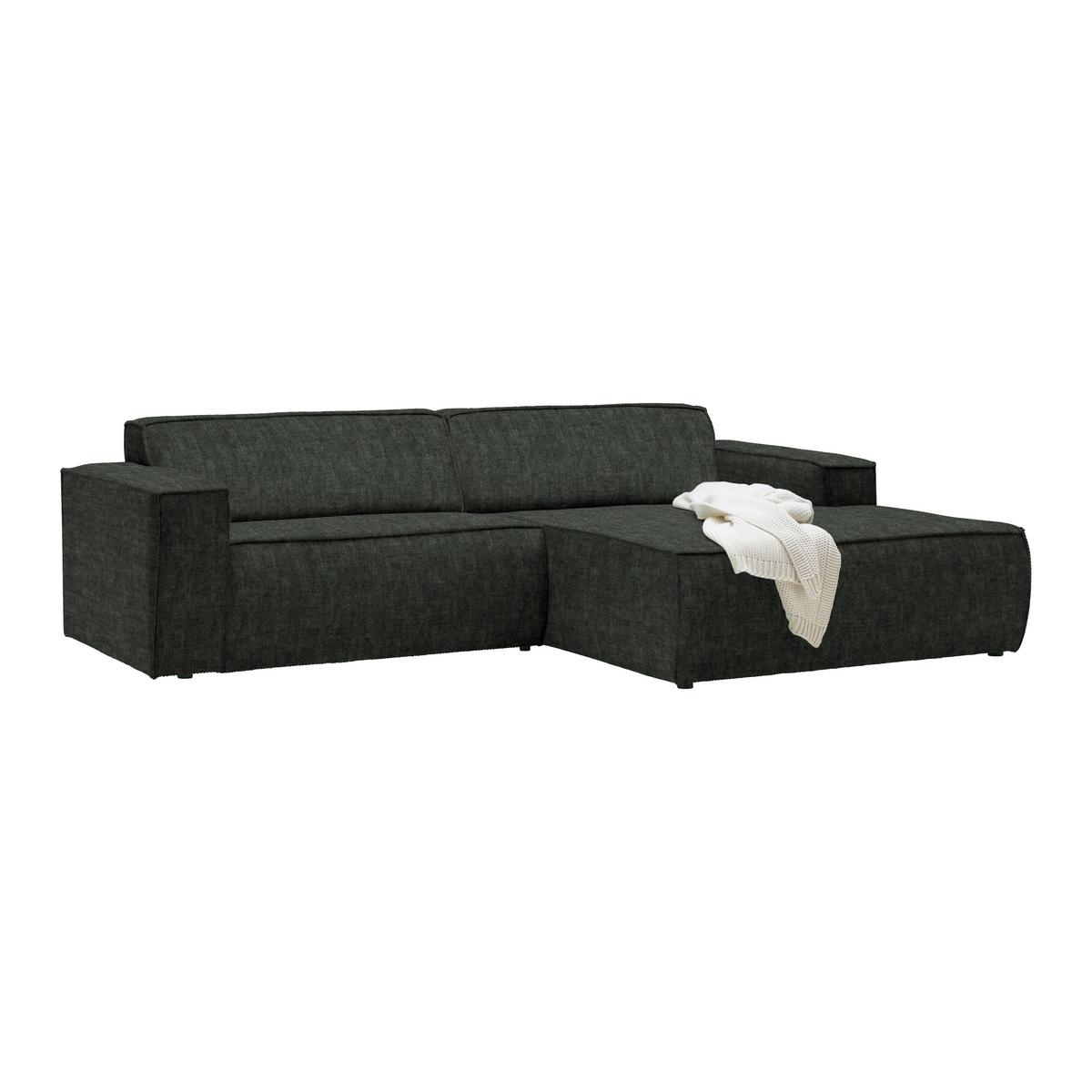 Wohnlandschaft Loft Dunkelgrün - Dunkelgrün/Schwarz, MODERN, Kunststoff/Textil (265/75/172cm) - Mömax