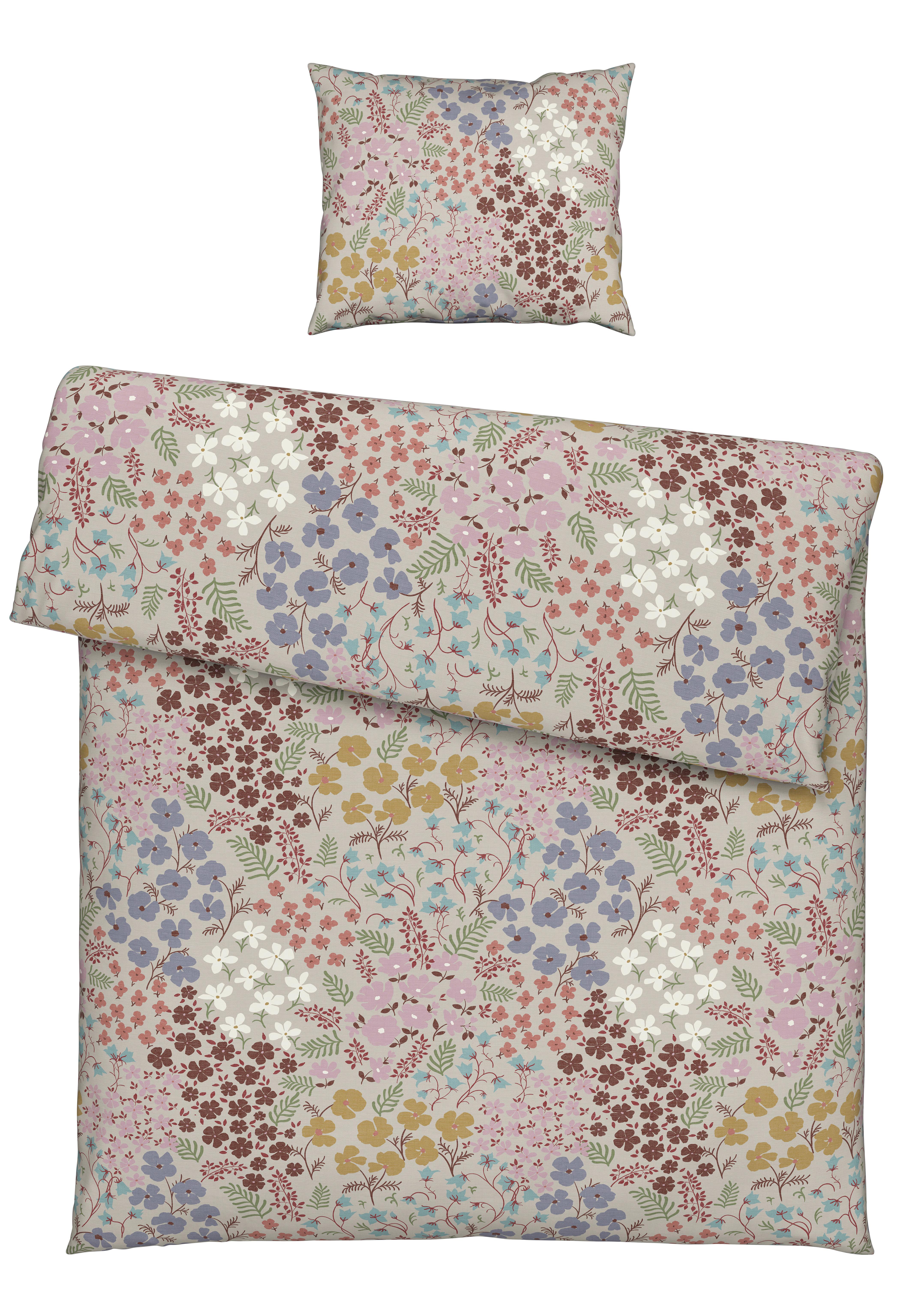 BETTWÄSCHESET FLOWER - Beige/Grün, Natur, Textil (160/210cm) - Modern Living