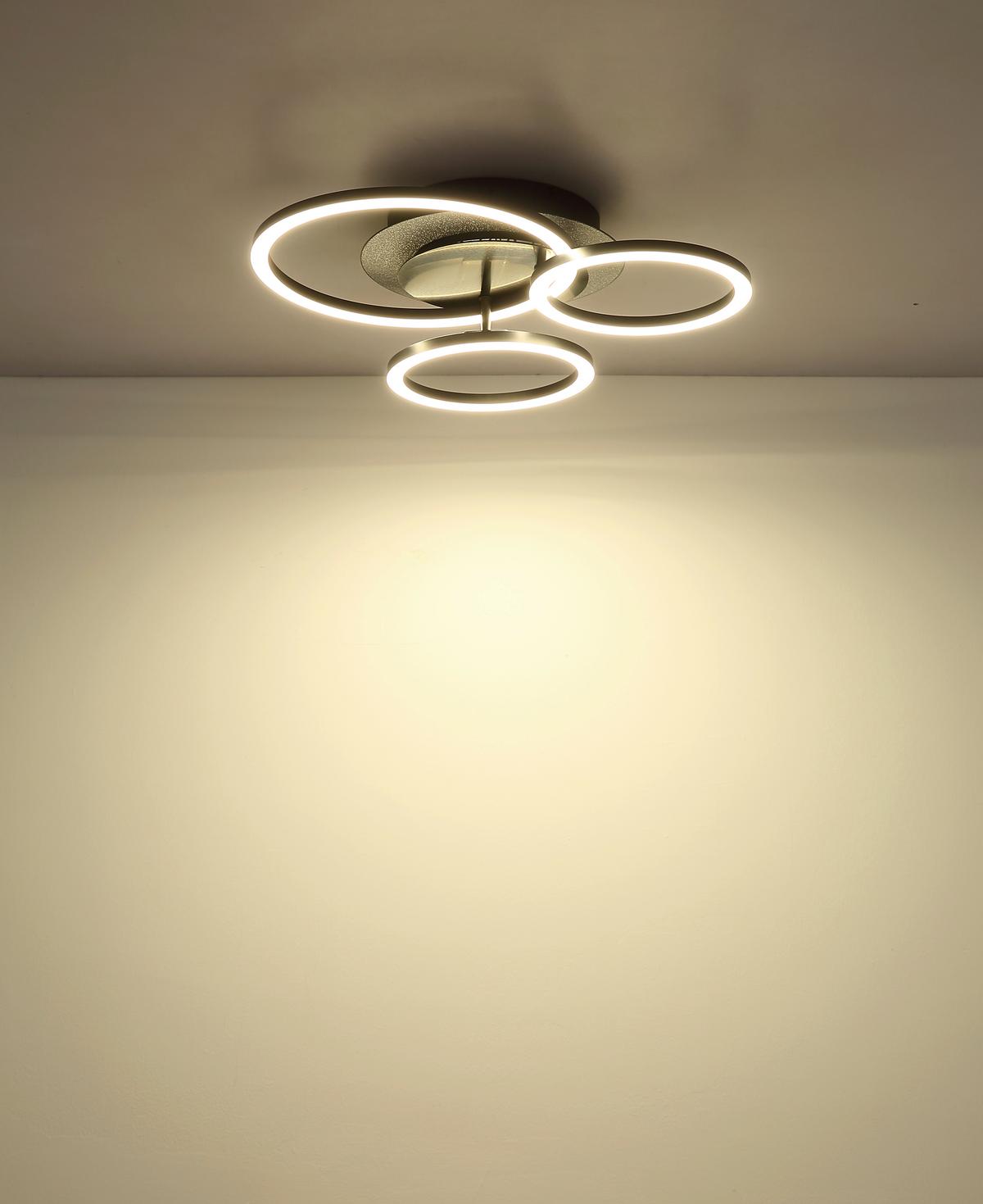 Led Stropna Svjetiljka Norberto - bijela/srebrne boje, Design, metal/plastika (46/42/11,5cm) - Globo