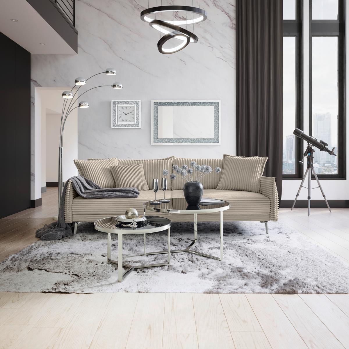 Bigsofa Kiss Cappuccino - Chromfarben/Cappuccino, MODERN, Holz/Metall (241/90/117cm) - Mömax