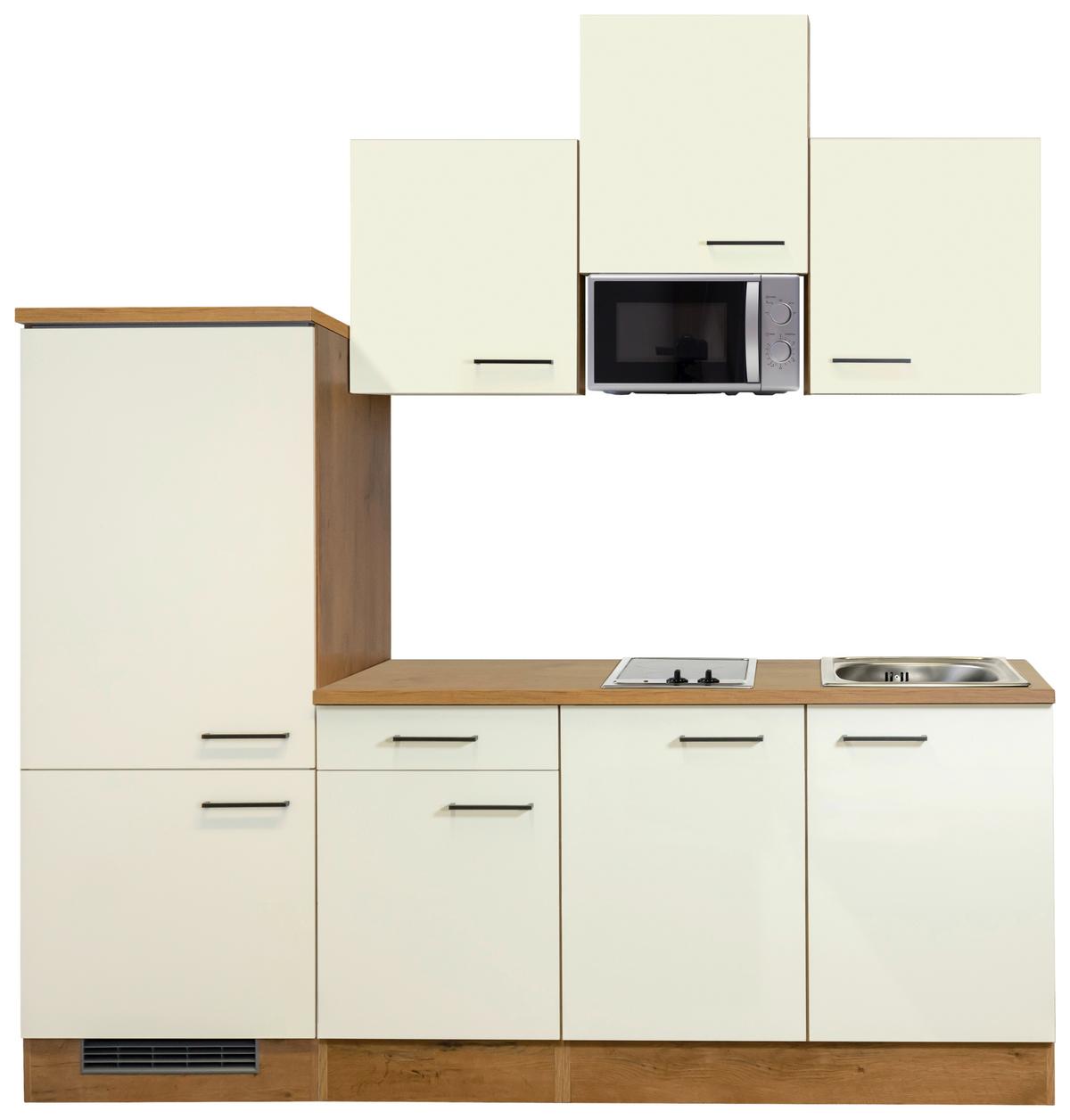 Kuhinjski Blok Z Aparati Avila, Magnolija, Barva Hrasta - magnolija/črna, Moderno, kovina/leseni material (210cm) - FlexWell