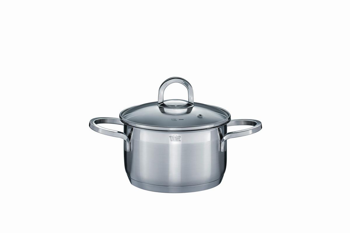 Set Posod Alara, 8-Delni - barve nerjavečega jekla/prozorno, Basics, kovina/steklo - GSW