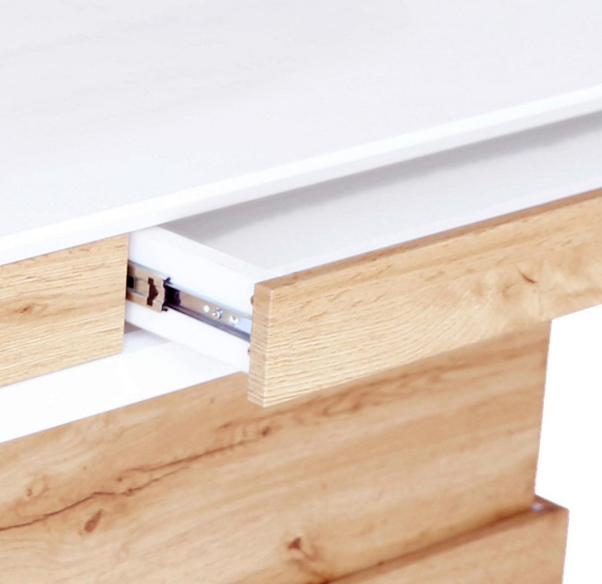 Klubska Miza Kopenhagen, Hrast, Bela, Nastavljiva - barve nerjavečega jekla/barve hrasta, Moderno, kovina/leseni material (130/49-78/70cm)