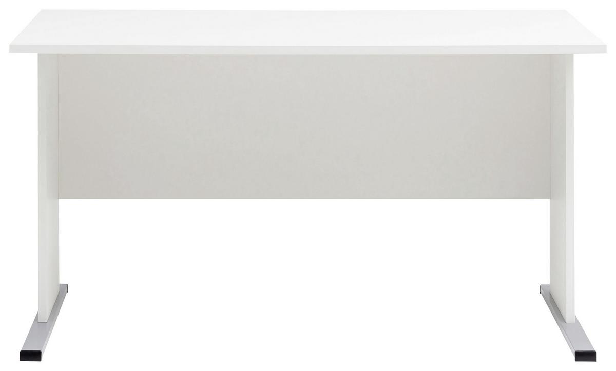 Schreibtisch "Serie 200", weiß - Silberfarben/Weiß, Basics, Holzwerkstoff/Metall (140/65/74,2cm) - MID.YOU