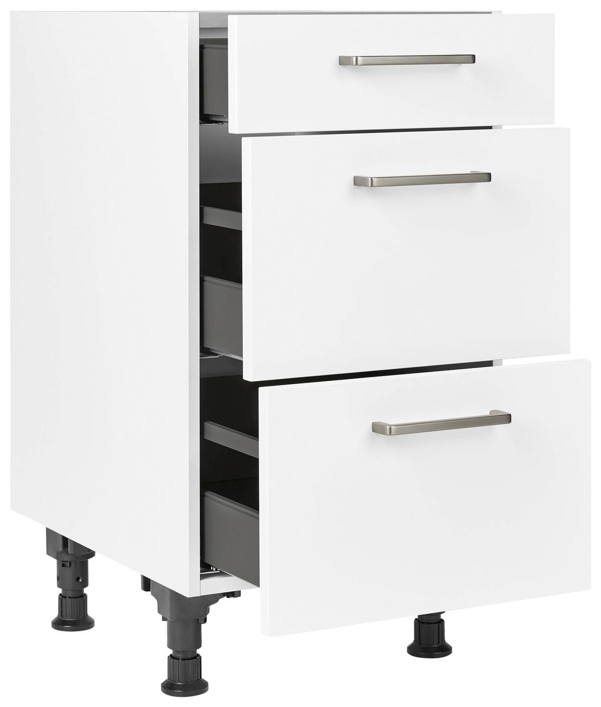 Schubkastenunterschrank Touch Weiß - Edelstahlfarben/Weiß, MODERN, Holzwerkstoff/Metall (45/87/56cm) - Nobilia