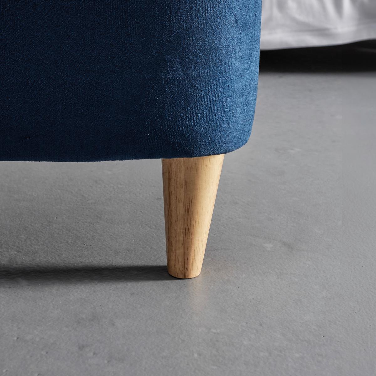 Hockerbank Ella Blau Samt Gepolstert mit Staurraum - Blau/Schwarz, MODERN, Holz/Textil (124/48/43cm) - Bessagi Home