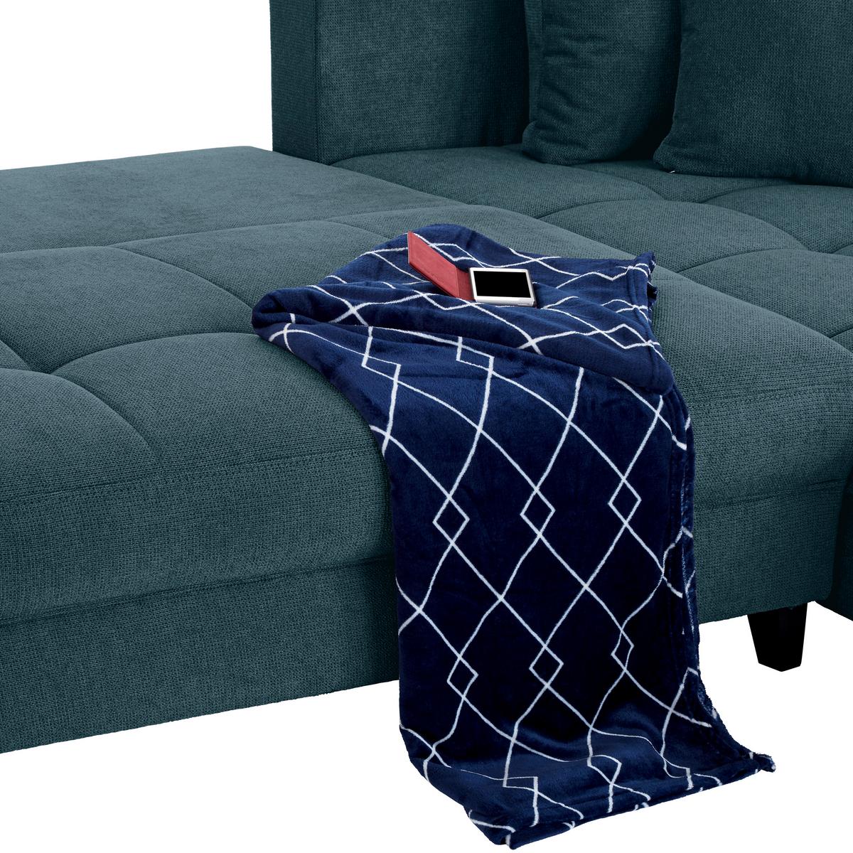 Kutna Garnitura Mendoza - siva/boje petroleja, Design, tekstil/drvo (309/197cm) - Modern Living