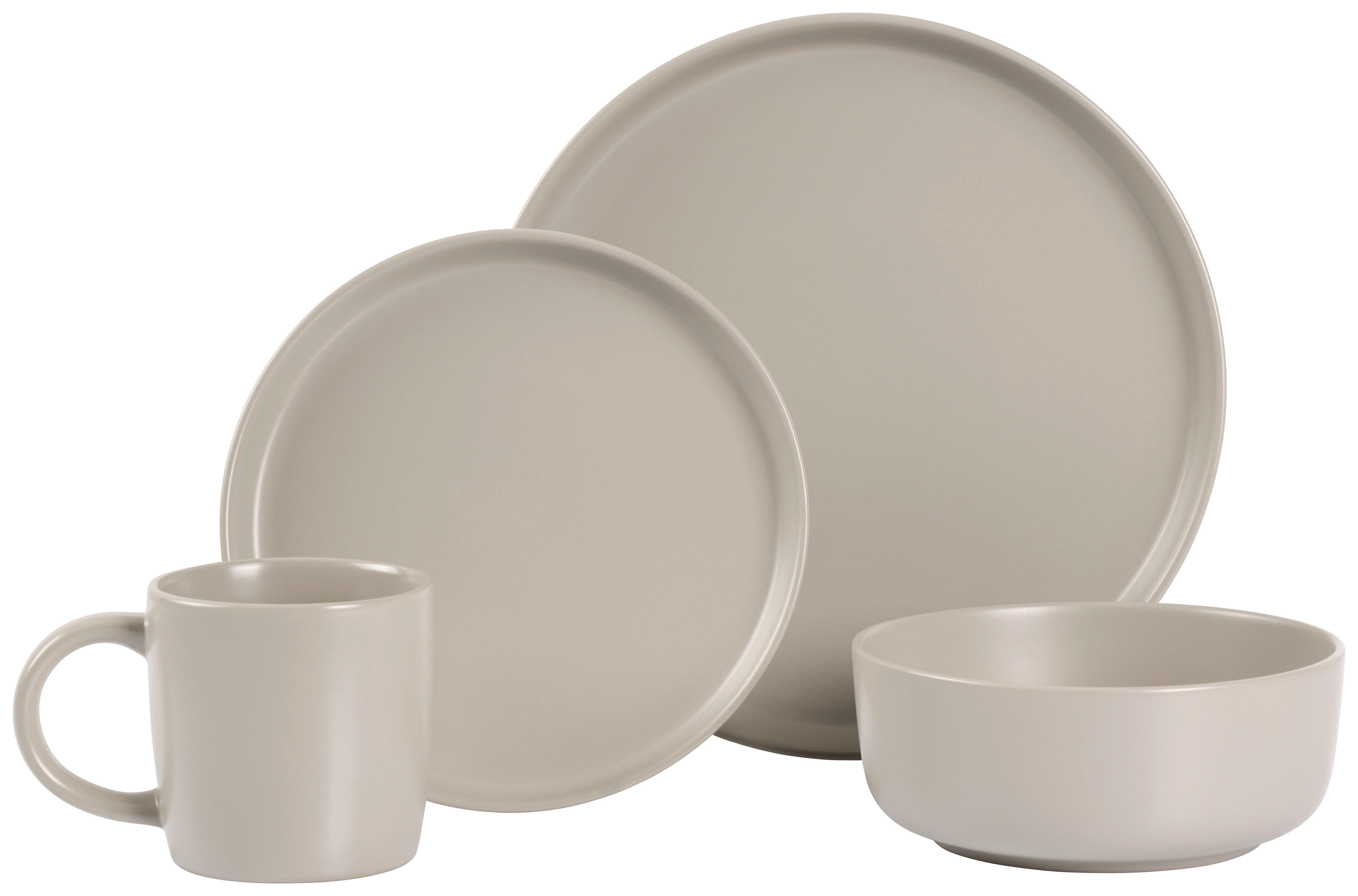 SERWIS OBIADOWO-ŚNIADANIOWY 21015 - taupe, Trend, ceramika - Novel