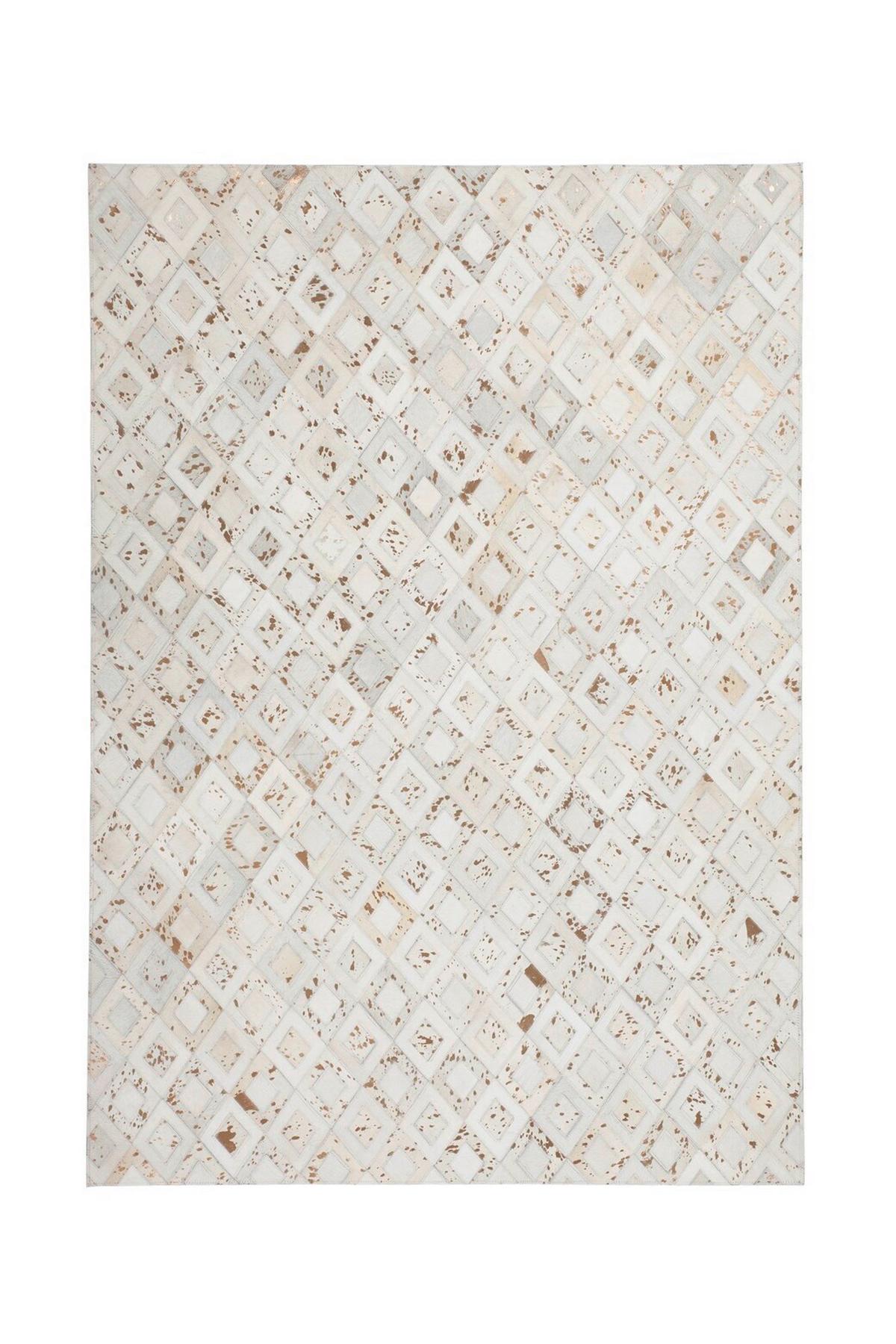 FLACHWEBETEPPICH SPARK 110 ELFENBEIN/CH 80X150 - Chromfarben/Beige, Design, Leder (80/150cm) - Kayoom