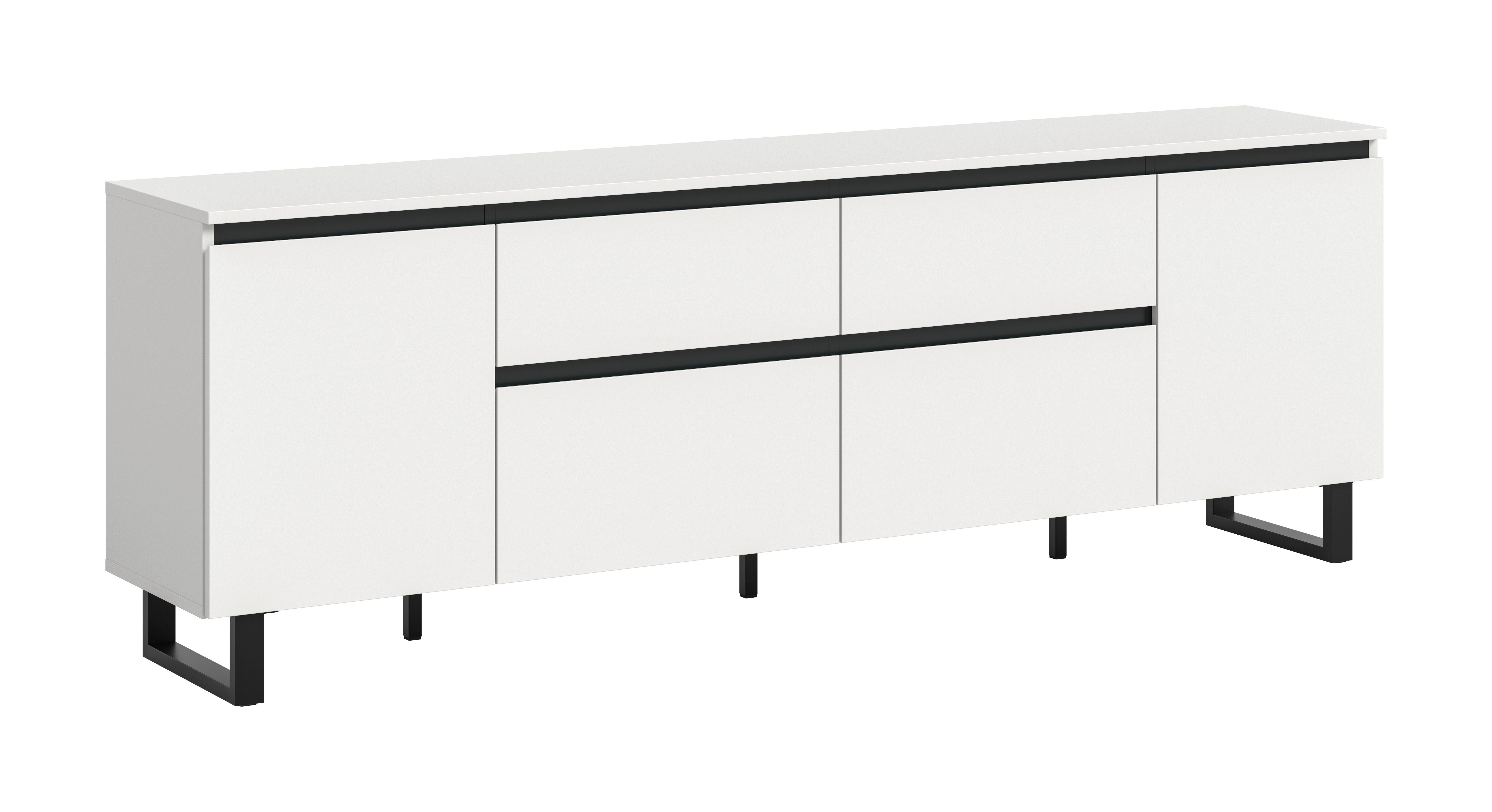 Nizka Omarica Tomasa, Bela, Črna - črna/bela, Design, kovina/leseni material (188/65/36cm) - Livetastic