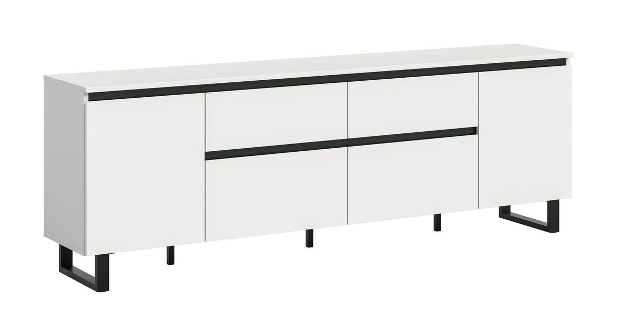 Nizka Omarica Tomasa, Bela, Črna - črna/bela, Design, kovina/leseni material (188/65/36cm) - Livetastic