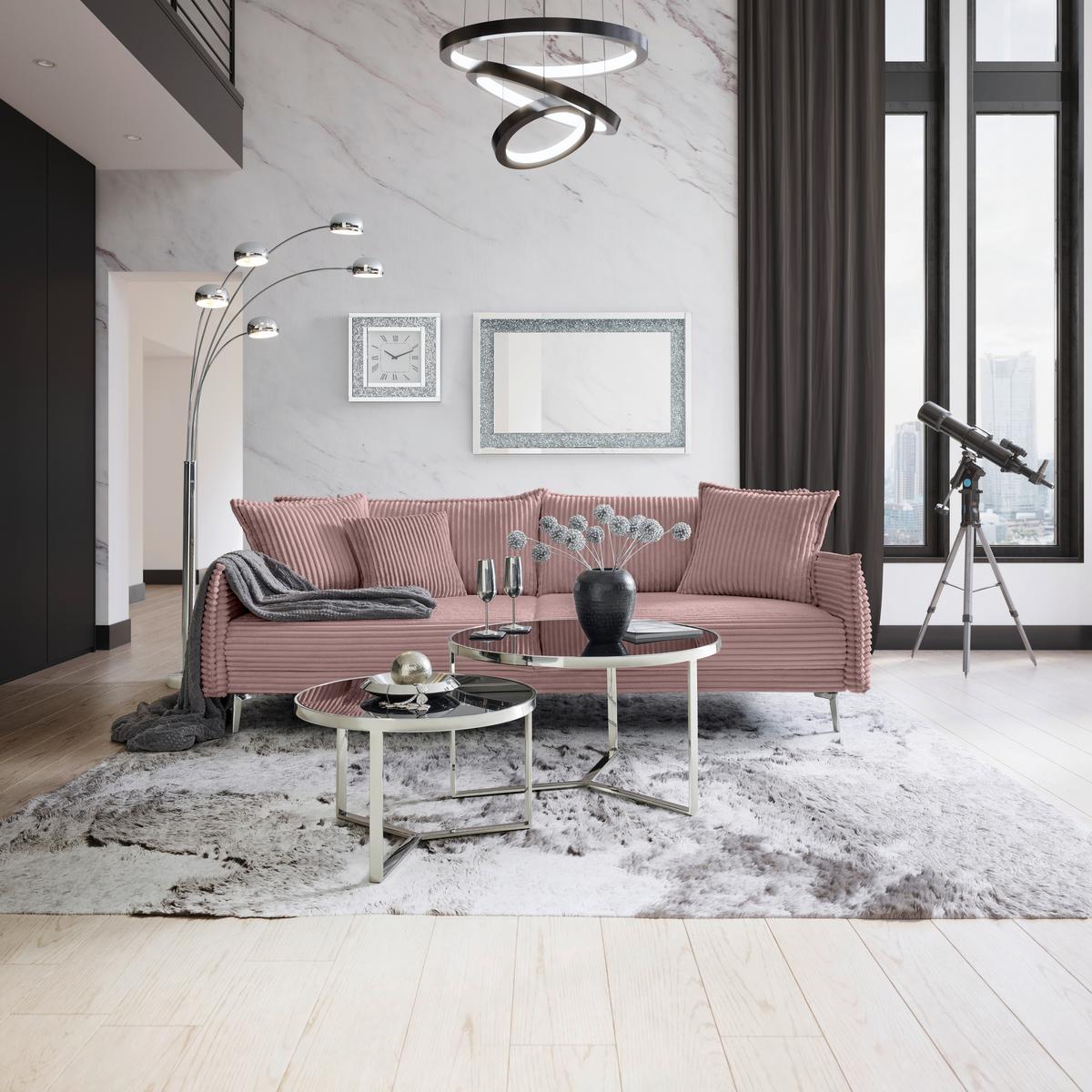 Mega Sofa Kiss - boje kroma/prljavo ružičasta, Moderno, drvo/metal (241/90/117cm) - Mömax