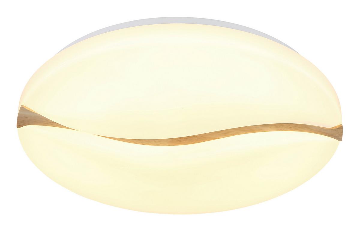 LED-DECKENLEUCHTE 41790-18 LETICIA - Weiss/Braun, Basics, Holz/Kunststoff (33/7cm) - Globo