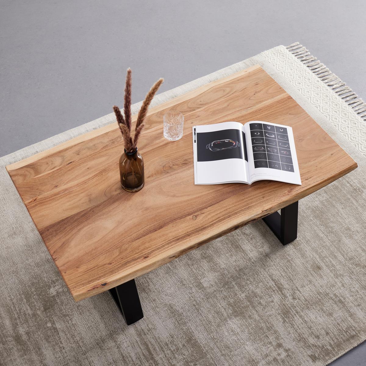 Couchtisch Nando Akazienfarben Akazie - Schwarz/Akaziefarben, MODERN, Holz/Metall (120/70/47cm) - Bessagi Home
