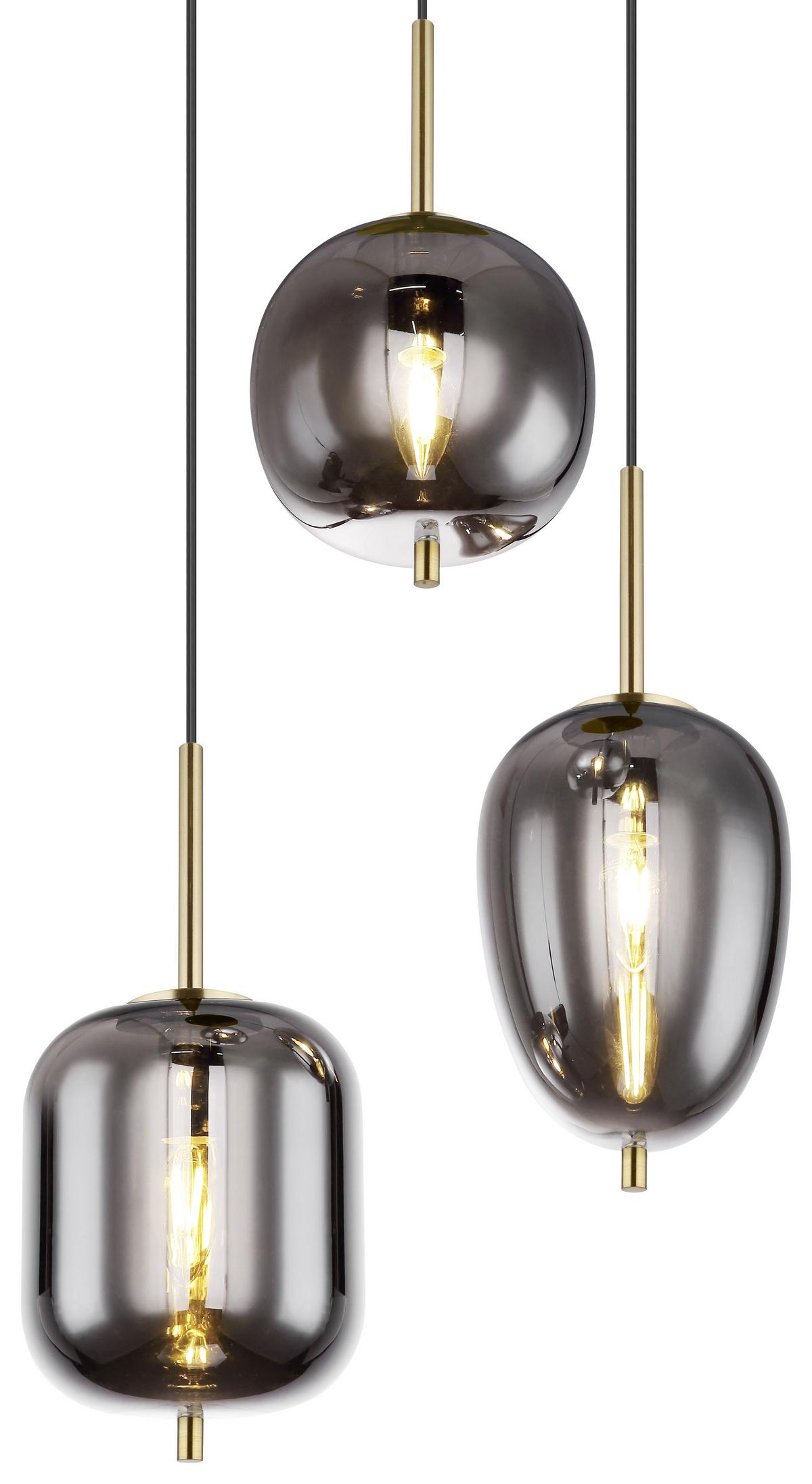 Hängeleuchte Blacky I in Messingfarben max. 40 Watt - Messingfarben, Design, Glas/Metall (46/120cm) - Globo