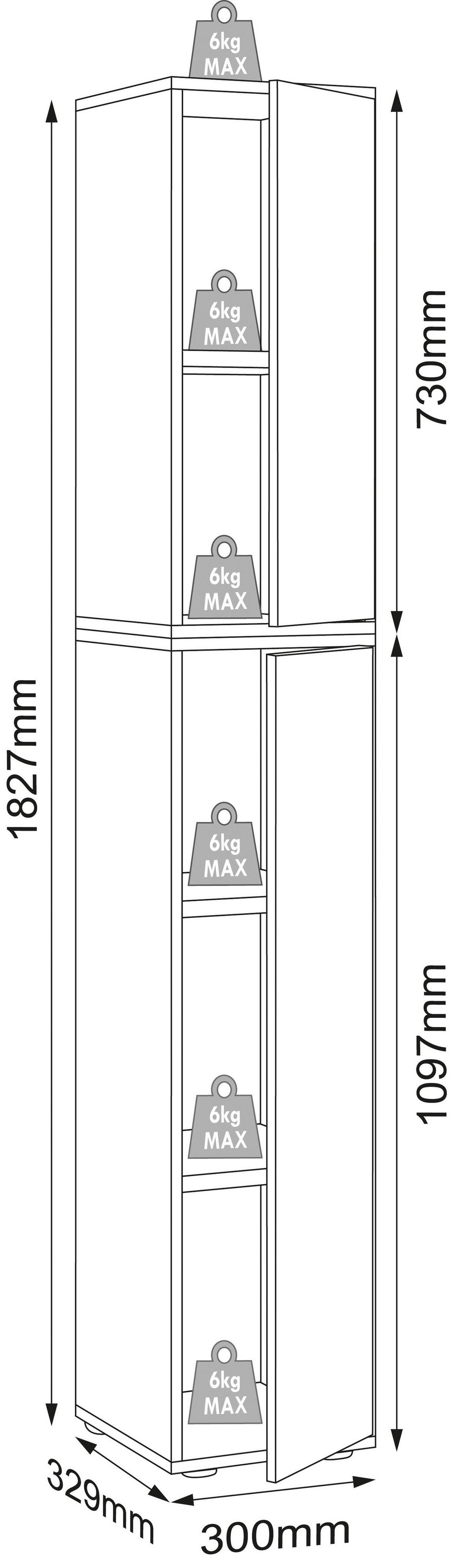 AKTENSCHRANK SALIA B30 - Honigeiche/Anthrazit, Design, Holzwerkstoff (30/183/33cm) - MID.YOU