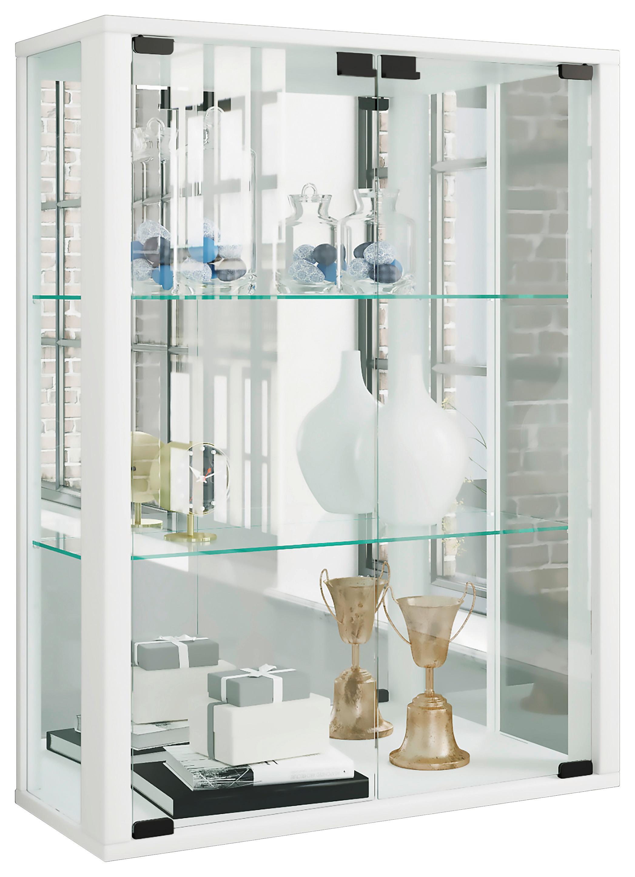 Hängevitrine Udina in Weiß - Schwarz/Weiß, MODERN, Glas/Holz (60/80/25cm) - MID.YOU