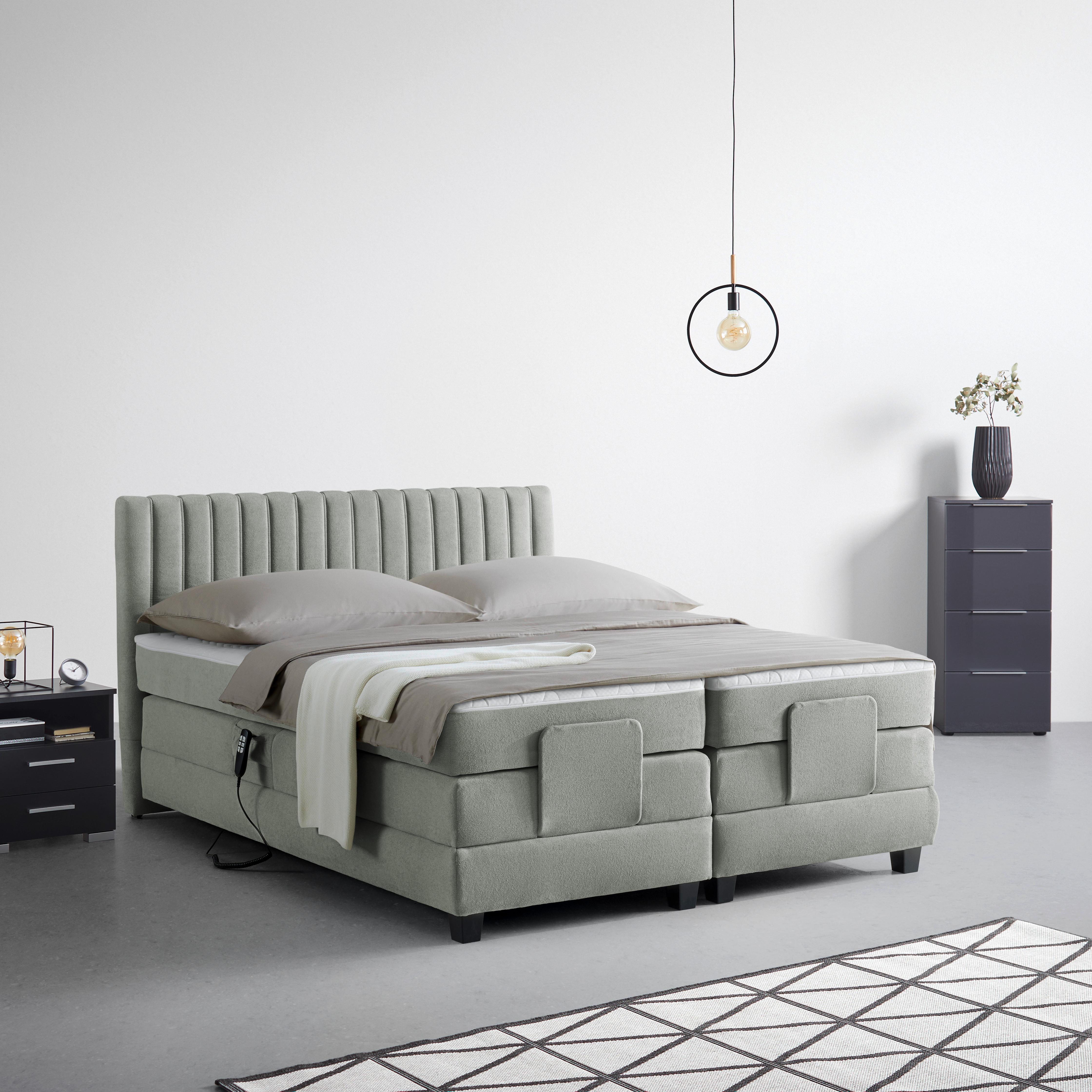 Boxspringbett Dixon Grau ca. 140x200cm - Schwarz/Grau, Konventionell, Holz/Holzwerkstoff (140/200cm) - Premium Living