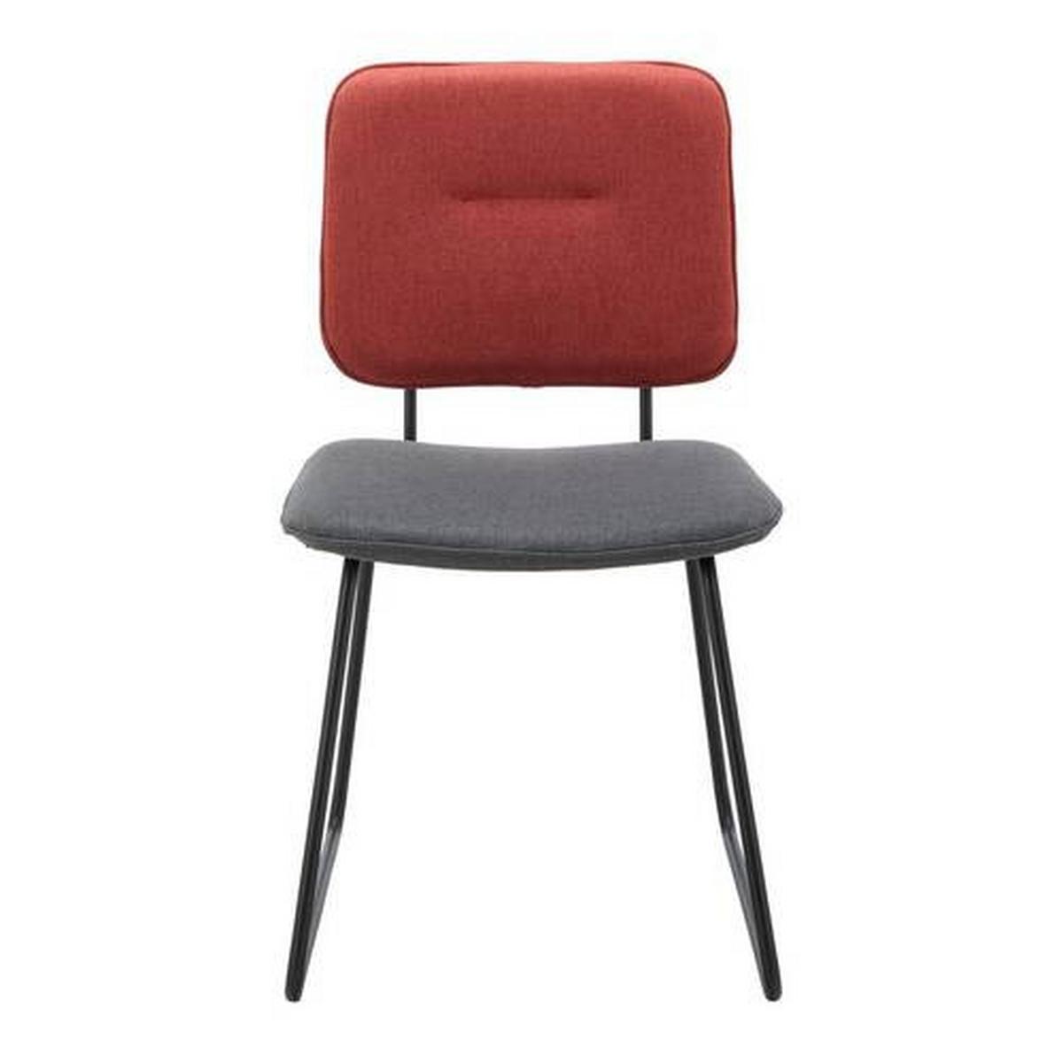 Stuhl Ava Grau/Rot Webstoff Gepolstert - Rot/Schwarz, MODERN, Holz/Textil (49/85/62cm) - Bessagi Home