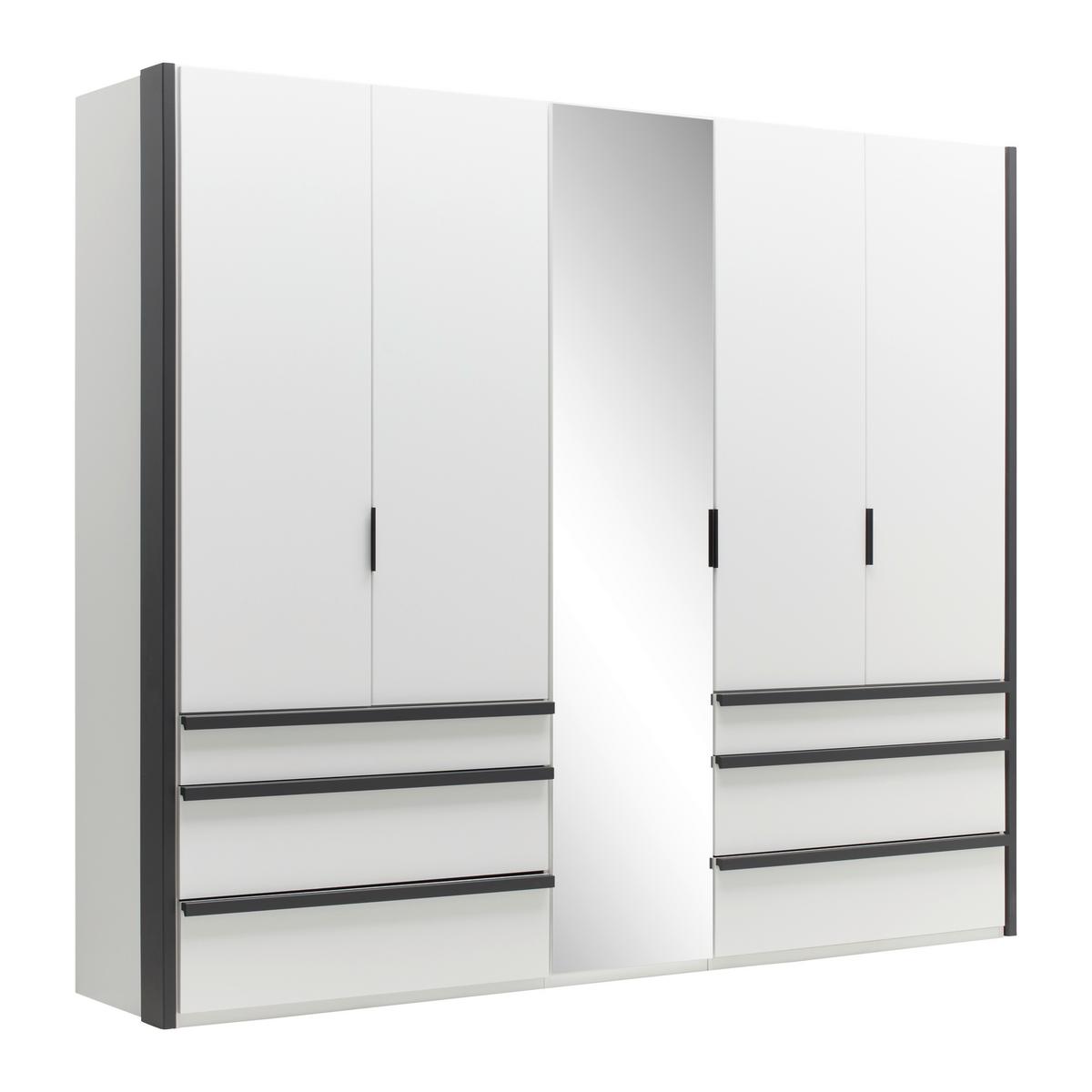 Kleiderschrank Oxford Graphitfarben/Weiß - Graphitfarben/Weiß, KONVENTIONELL, Holzwerkstoff (250/216/58cm) - Premium Living