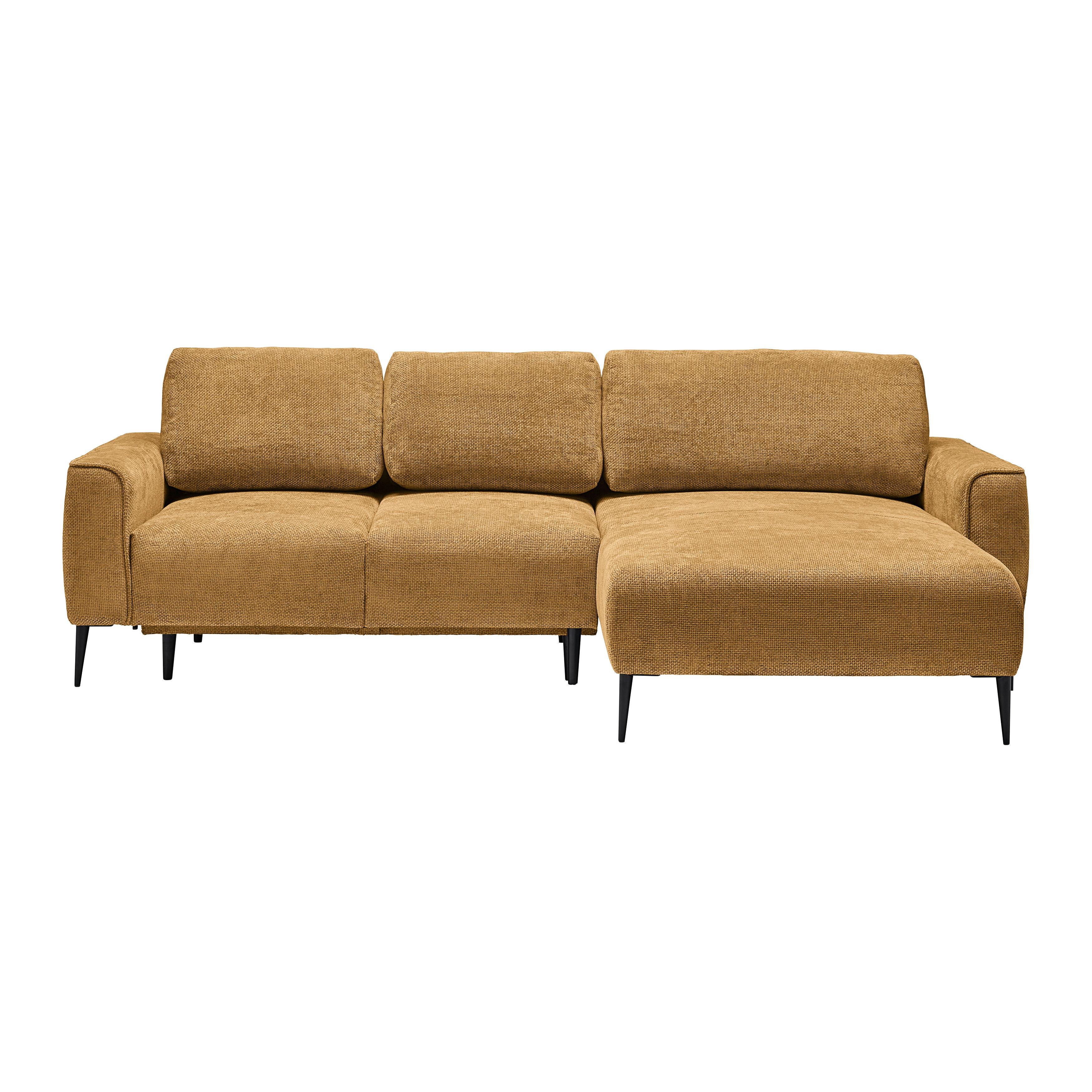 Ecksofa Custom Bernsteinfarben - Bernsteinfarben/Schwarz, MODERN, Textil/Metall (255/164cm) - Mömax