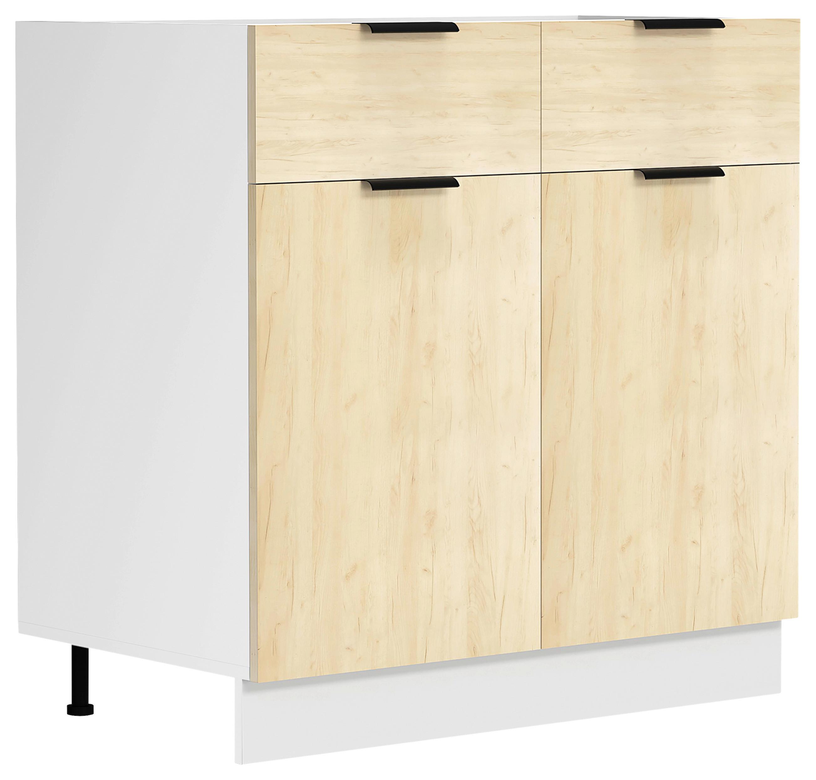 KÜCHENUNTERSCHRANK FASOLA - Honigeiche/Weiss, Trend, Holzwerkstoff/Kunststoff (80/82/46cm) - MID.YOU