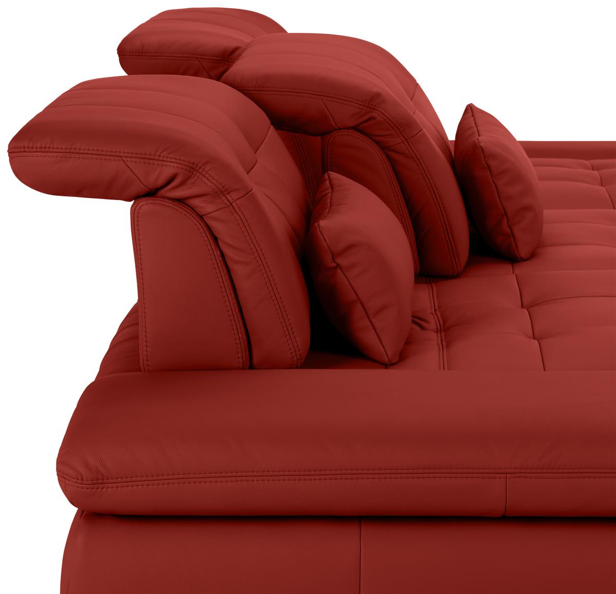 Wohnlandschaft Sanfino Leder Rot - Chromfarben/Rot, KONVENTIONELL, Leder/Metall (305/79-96/199cm) - Premium Living