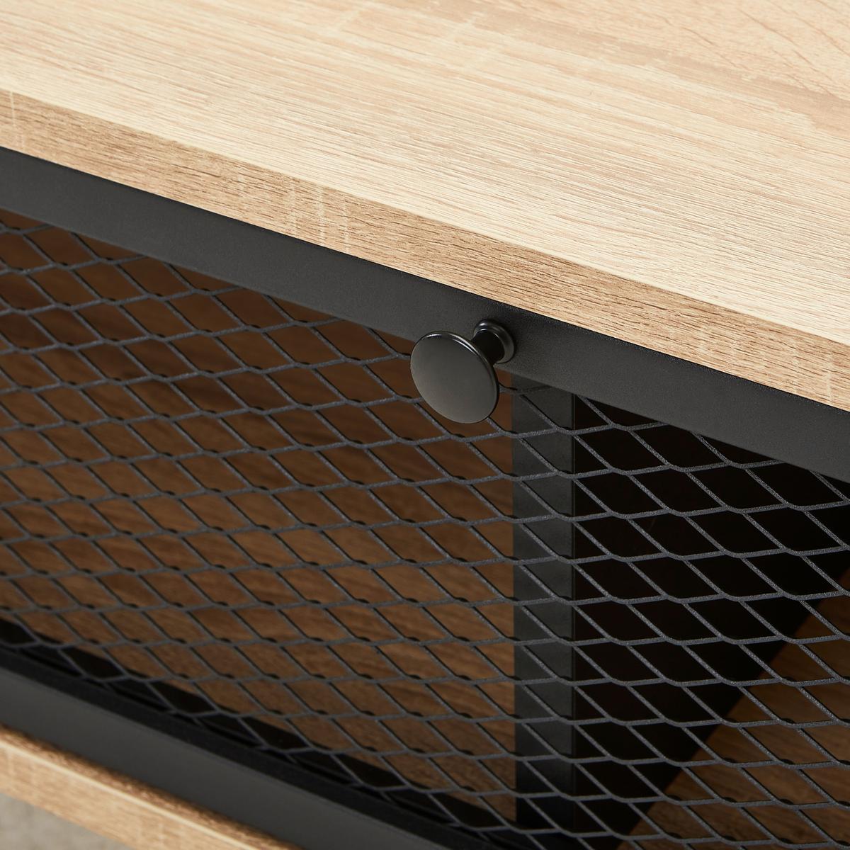 ŁAWKA Z PÓŁKĄ NA BUTY MELA SIDEBOARD - czarny/kolor dębu sonoma, Modern, metal/drewno (95/40/41cm) - P & B