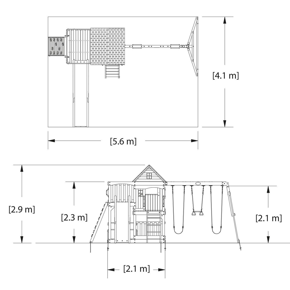 Spielturm B1808058 aus Zeder Massiv - Braun/Grün, KONVENTIONELL, Holz (537,2/290/409cm) - Ambia Garden