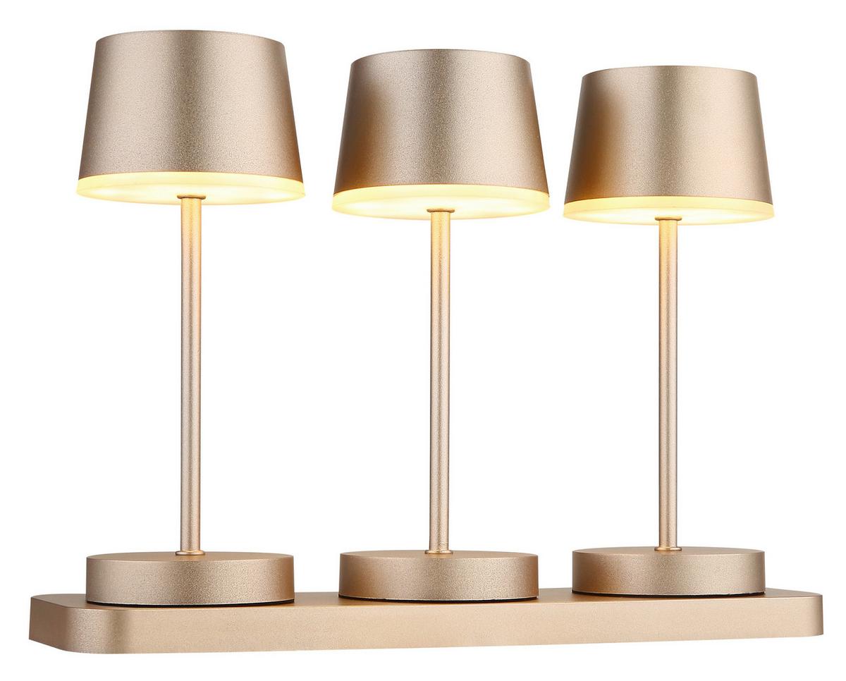 Akku-Tischleuchte Dawson Opal/Champagner - Champagner/Opal, Design, Kunststoff/Metall (8,3/8,3/20cm) - Globo