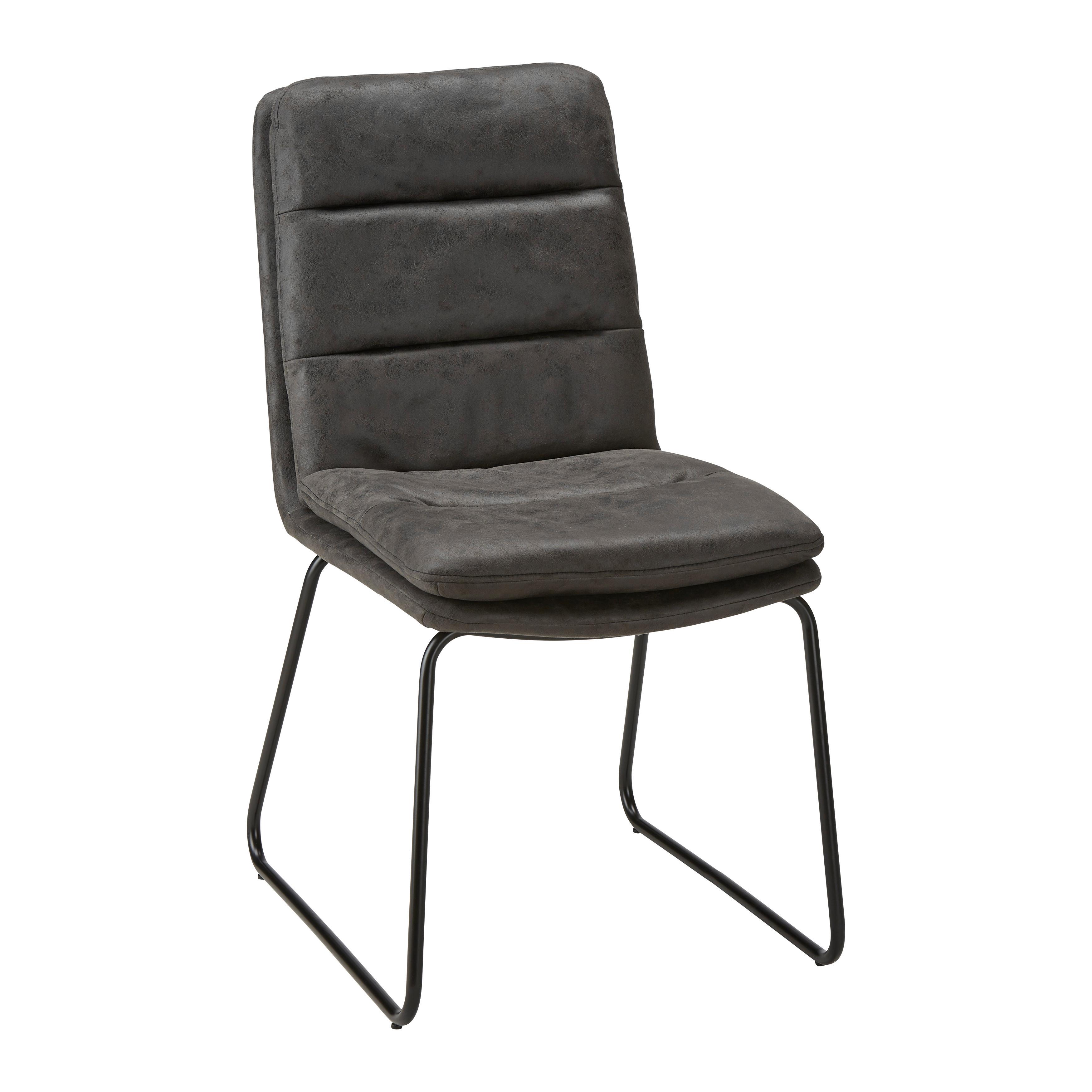 Stuhl Kona Dunkelgrau Mikrofaser Gepolstert - Dunkelgrau/Schwarz, MODERN, Textil/Metall (48/90/65cm) - Bessagi Home