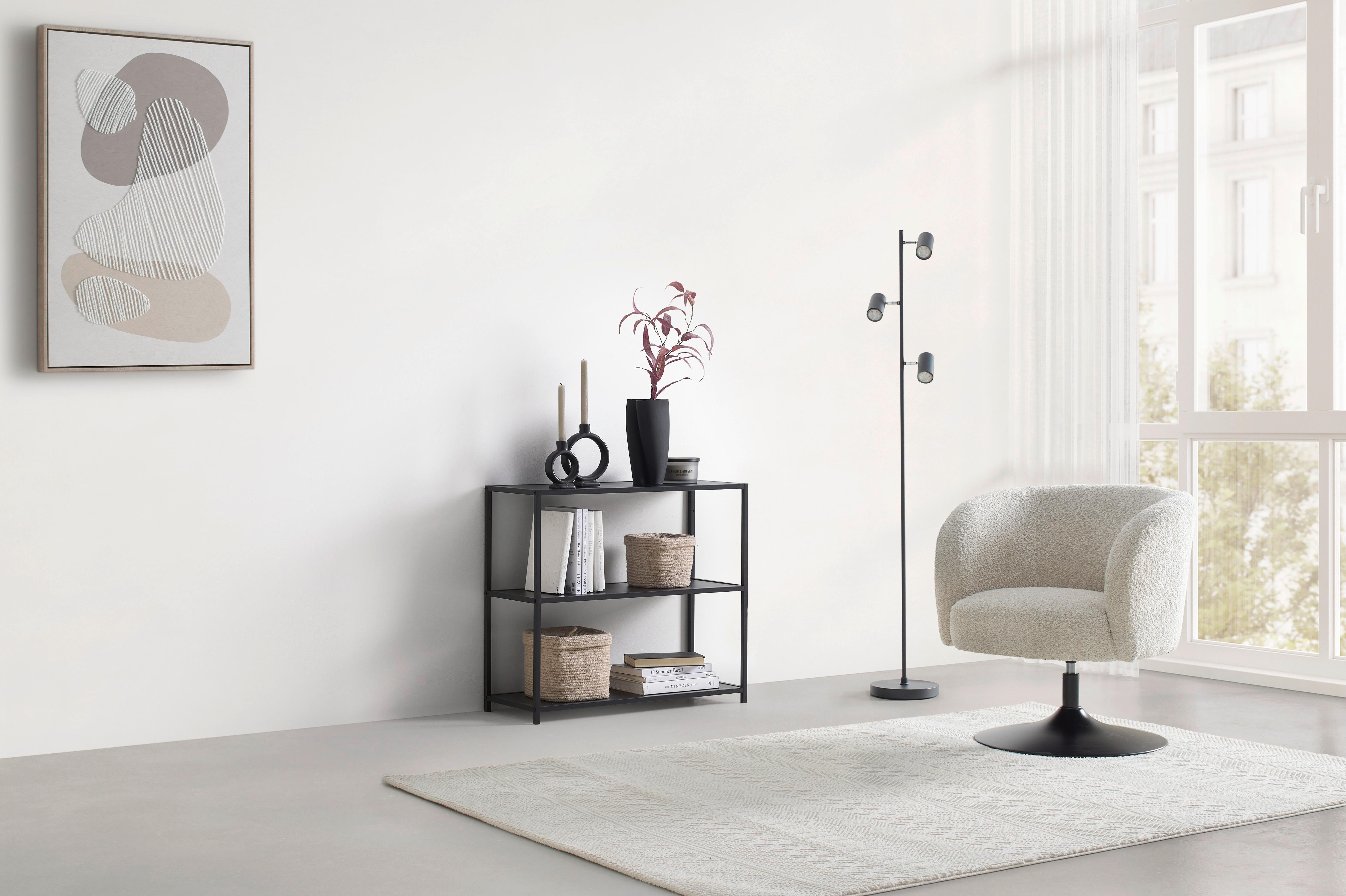 HYLLA BASTIAN II -BASED/SB- - svart, Modern, metall/trämaterial (77/68/30cm) - Based