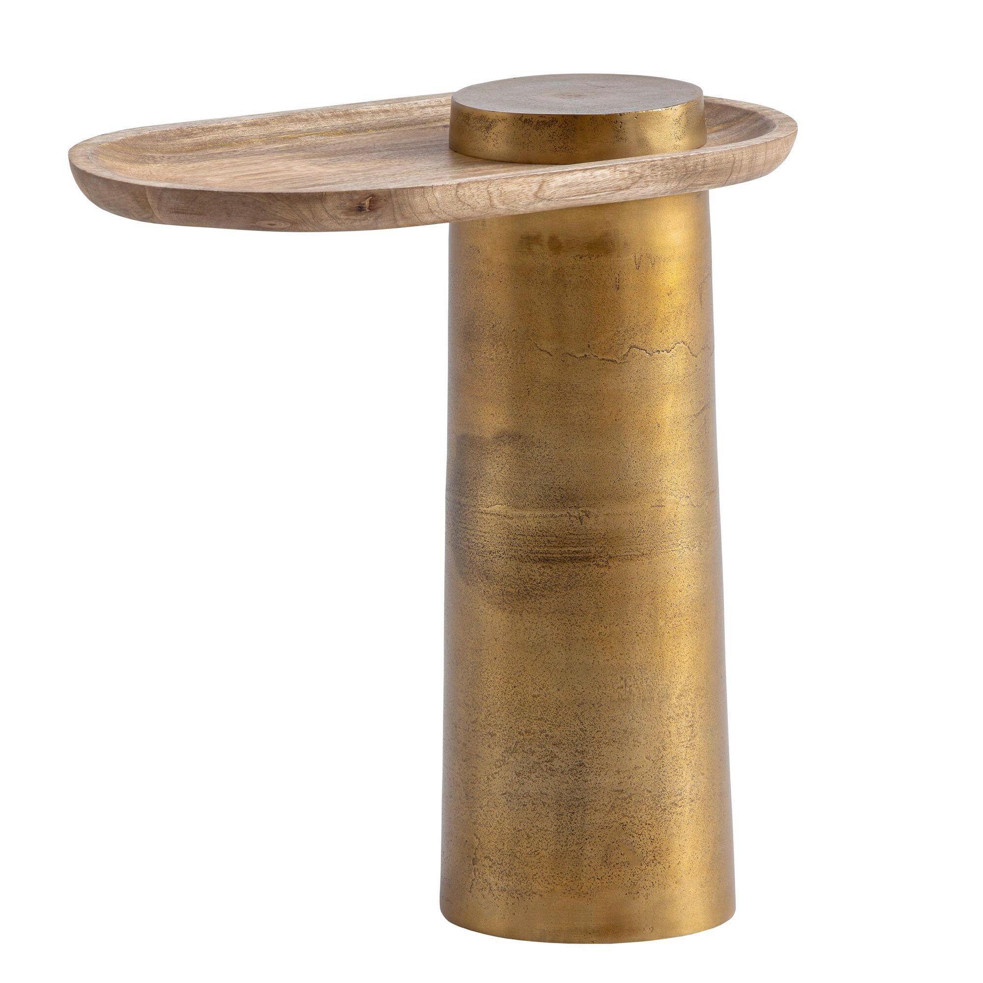 BEISTELLTISCH WL7.215 - Eichefarben/Goldfarben, Design, Holz/Metall (50/30/52cm) - Livetastic