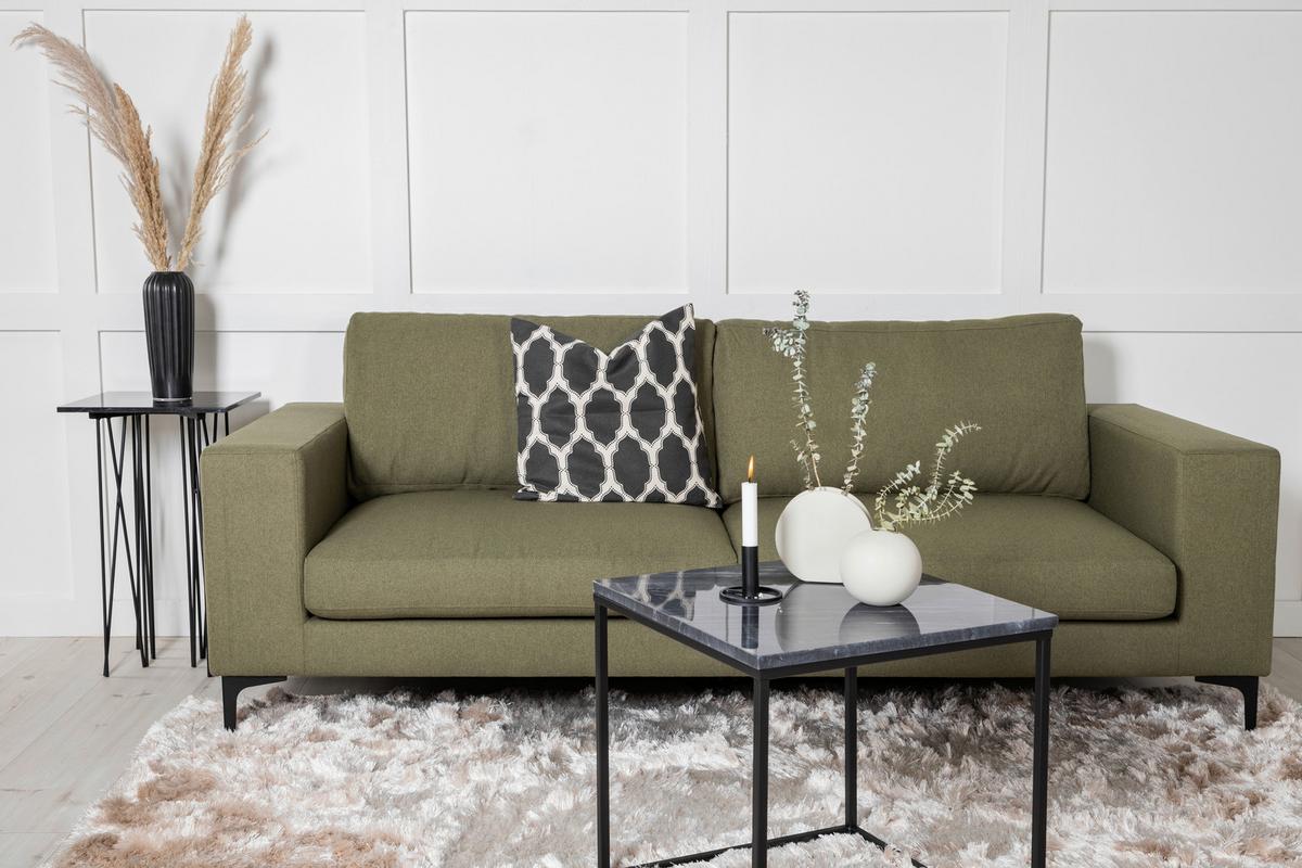 2-SITZER-SOFA BOLERO - Schwarz/Olivgrün, Design, Kunststoff/Textil (215/84/88cm) - Livetastic