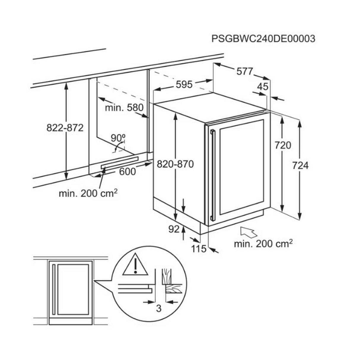 Weinkühlschrank AWS4052B5B Schwarz - Schwarz, Glas/Holz (59,5/82/56,5cm) - AEG